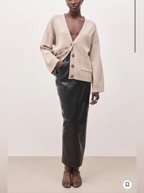 BOA Black Leather Tailored Maxi Skirt